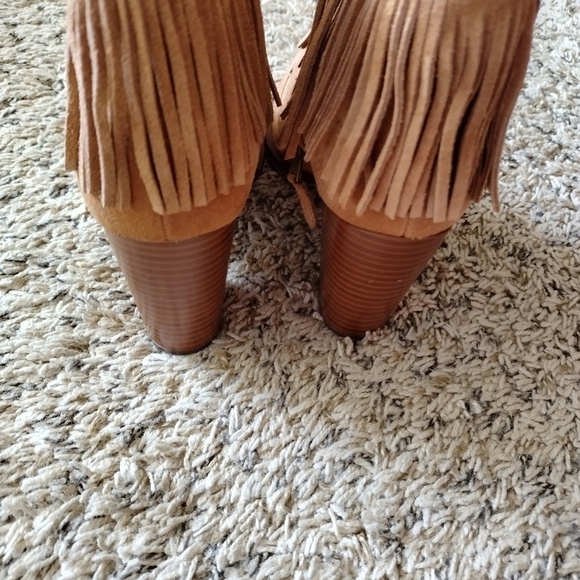 SAM EDELMAN Brown Western Design Fringed Padded Benjie Pointed Toe booties sz7,5 - Picture 5 of 9